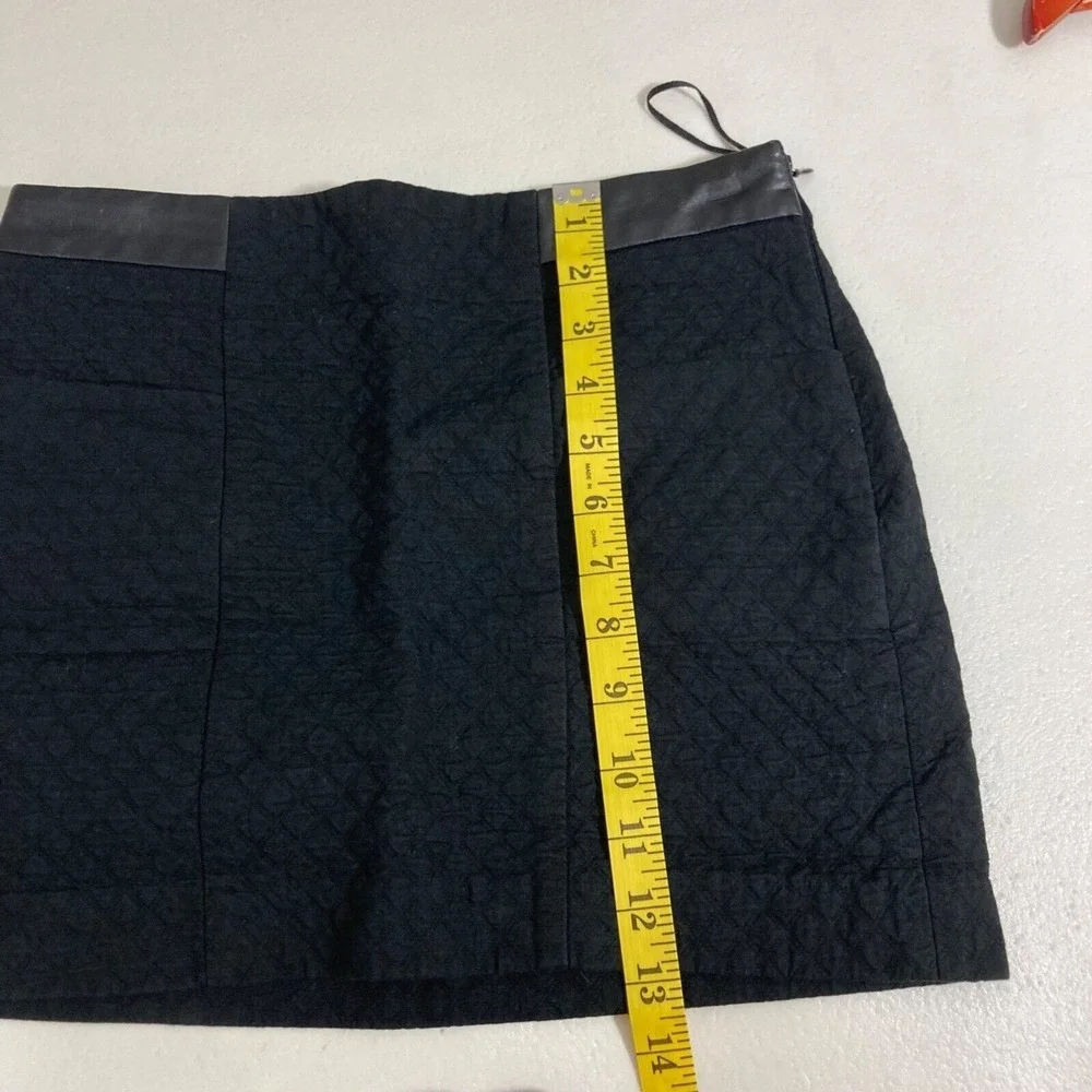 Mango Casual Mini Skirt Womens 2 Black Quilted Faux Leather Trim Pockets - Picture 6 of 12